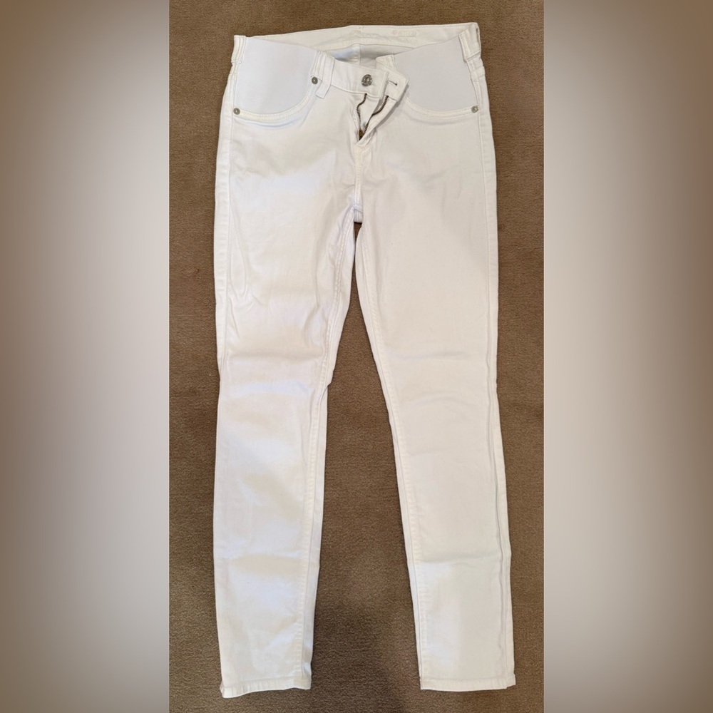 7 For All Mankind Women's Maternity Crisp White Skinny Jeans